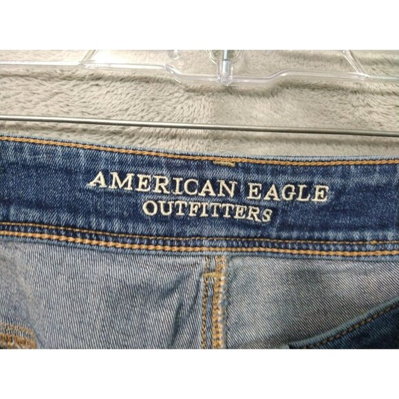 American Eagle Jeans Womens 6 Blue Denim Kick Boot Distressed Medium Wash - Picture 7 of 9